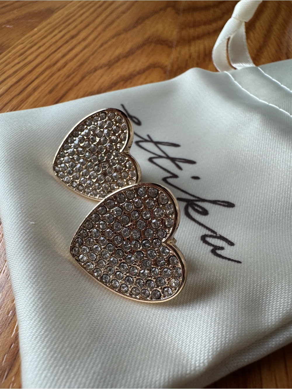 Ettika Gold Pave Crystal Heart Stud Earrings